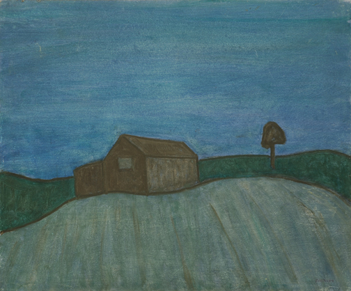 Artist: Barker Fairley Painting: Barn at Night