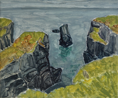 Artist: Barry Hodgson Painting: Cliffs at Upper Island Cove 2015