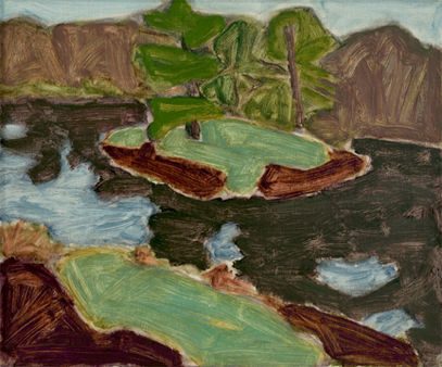 Artist: Barry Hodgson Painting: Moss at Lost Knife Pond 2015