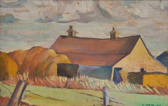 Artist: Caven Atkins | Painting: Mellors Farm, Manitoba (1925)