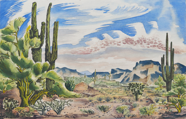 Artist: Caven Atkins | Painting: Near King's Ranch - Mesa Arizona (1947)