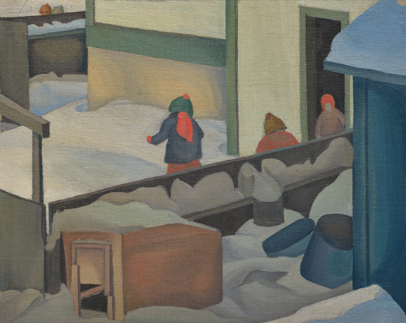 Artist: Caven Atkins Painting: Untitled Snow Scene with Children, Winnipeg