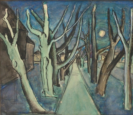 Artist: Caven Atkins | Painting: Sketch for Moonlit Landscape, Toward Infinity