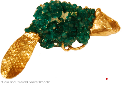 E.B. Cox - Gold and Emerald Beaver Brooch