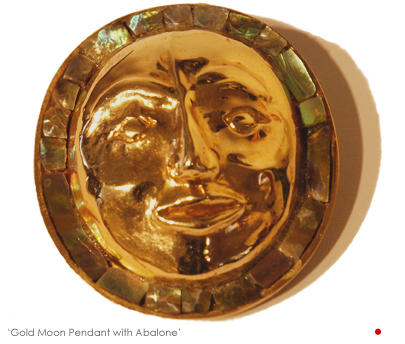 E.B. Cox - Gold Moon Pendant with Abalone