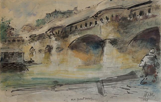 Artist: Arthur Lismer Watercolour Painting: Au Pont Neuf, 1926