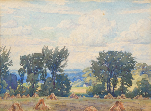 F.H. BRIGDEN, RCA, OSA (1871-1956) Harvest at Newtonbrook watercolour 10 x 13.5 inches