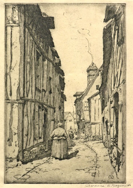 Artist: Clarence Gagnon Painting: Rue a Pont de L'arche, 1906