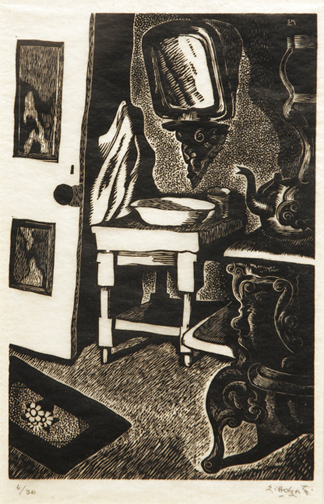 Artist: Edwin Holgate Wood Engraving: Labrador Kitchen No. 2, 1930