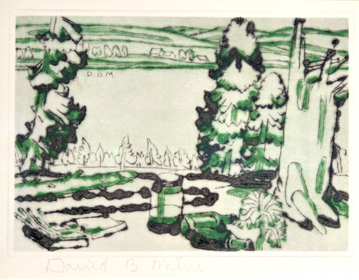 Artist: David Milne Drypoint Etching: Painting Place (Colophon), 1930-31