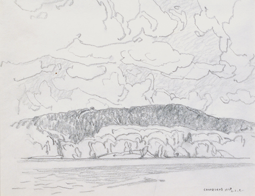 Artist: AJ Casson Graphite Drawing: Canoe Lake, 1967