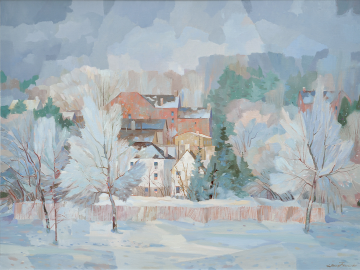 Artist: D. Mackay Houstoun Painting: Winter Transformation, Elora, 1986