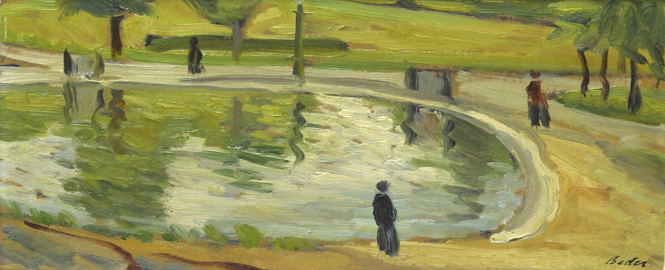 Artist: Jack Beder Painting: Lagoon, Park La Fontaine, 1939