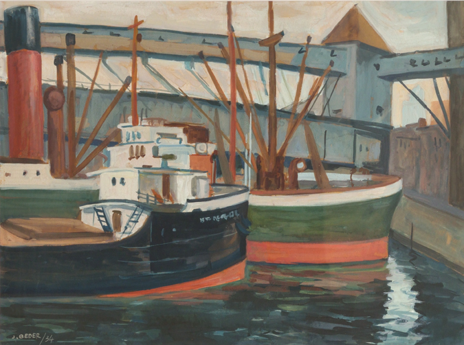 Artist: Jack Beder Painting: Montreal Harbour