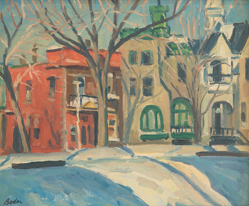 Artist: Jack Beder Painting: Sunny Winter Day (St. Louis Square), 1979