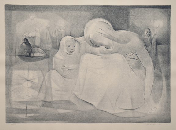 Artist: Jack Nichols Lithograph: Composition with Child (1957)