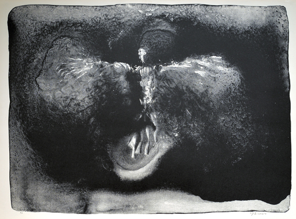 Artist: Jack Nichols Lithograph: Winged Presence (1962)