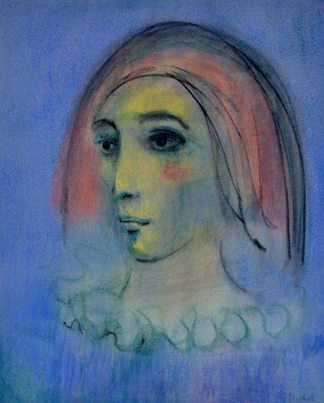 Artist: Jack Nichols  Chalk Pastel: Solemn Young Pierrot, 1964