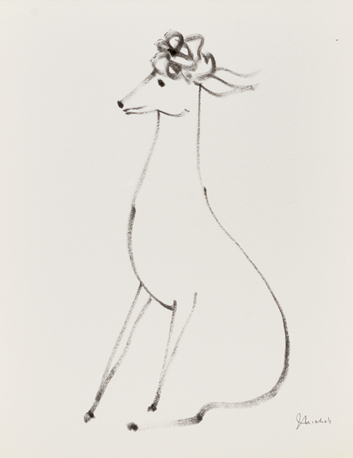 Artist: Jack Nichols Ink Drawing: Dog with Hat, 1961