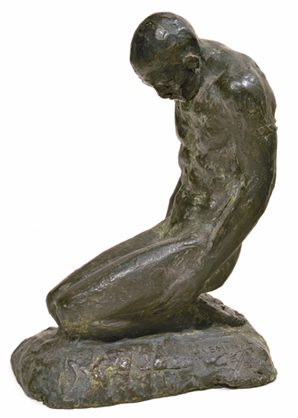 Artist: Joe Rosenthal Bronze Sculpture: Kneeling Man, 1965