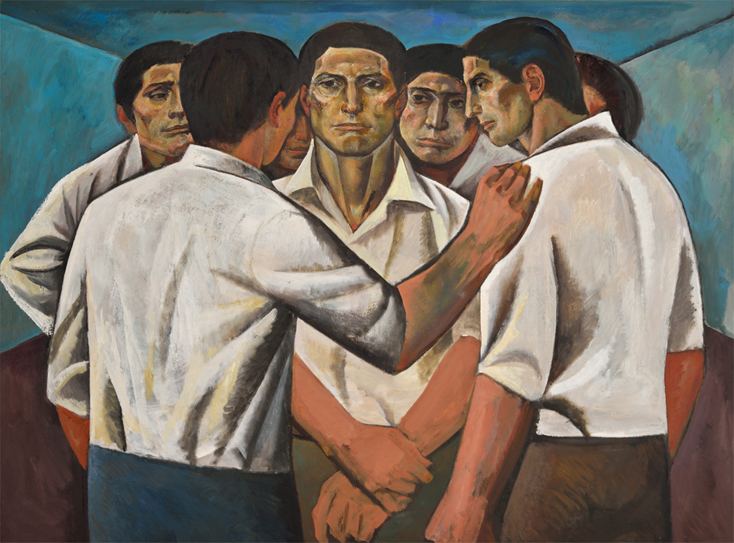 Artist: Joe Rosenthal Painting: Male Group - Discussion