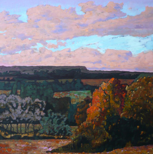 Artist: John Doyle Painting: Orange Clouds over Escarpment