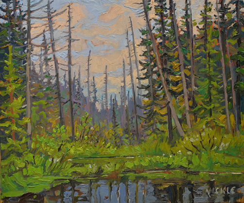 Artist: Lawrence Nickle Painting: Creak from Spring Lake to Deer Lake Armour Township Dist. of Parry Sound