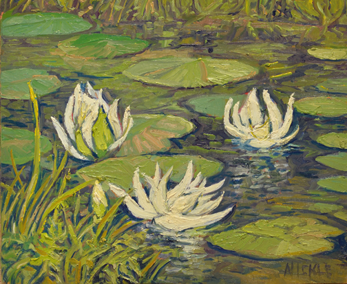Artist: Lawrence Nickle Painting: Water Lillies behind 1299 Skyline Dr. Armour Township