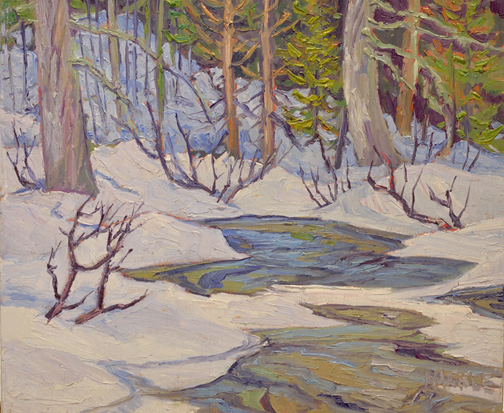 Artist: Lawrence Nickle Painting: A Tributary Creek to South Magnetawan River Southside of Rain Lake Road east of Kearny
