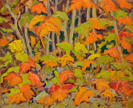 Artist: Lawrence Nickle | Painting: Maple Leaves at Chetwyn Rd. and Island Rd. Kearny Townsite (2010)