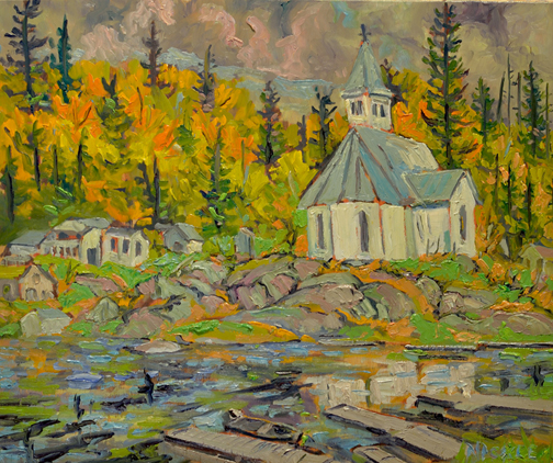 Artist: Lawrence Nickle Painting: St. George the Martyr’s Church at Magnetawan