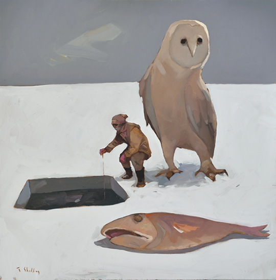 Artist: Travis Shilling Painting: Snow Owl. One Fish