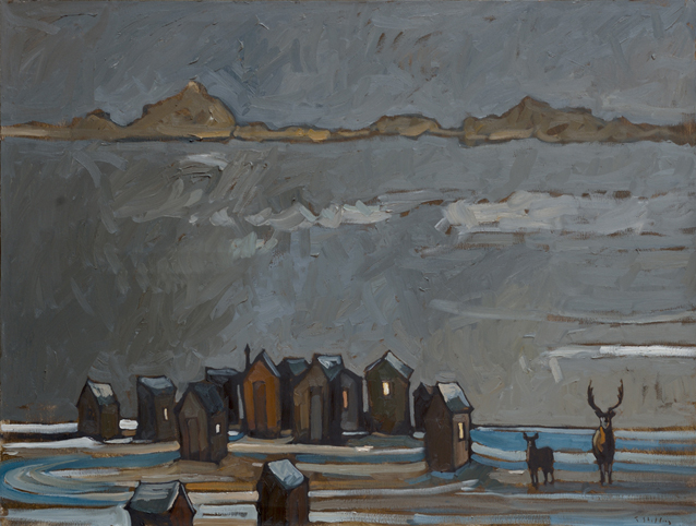 Artist: Travis Shilling Painting:Ice Huts and Deer