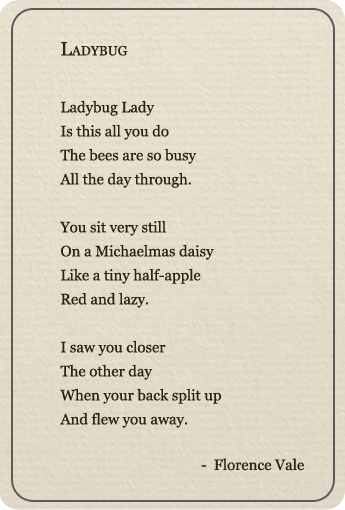 Artist Florence Vale Poem: Ladybug